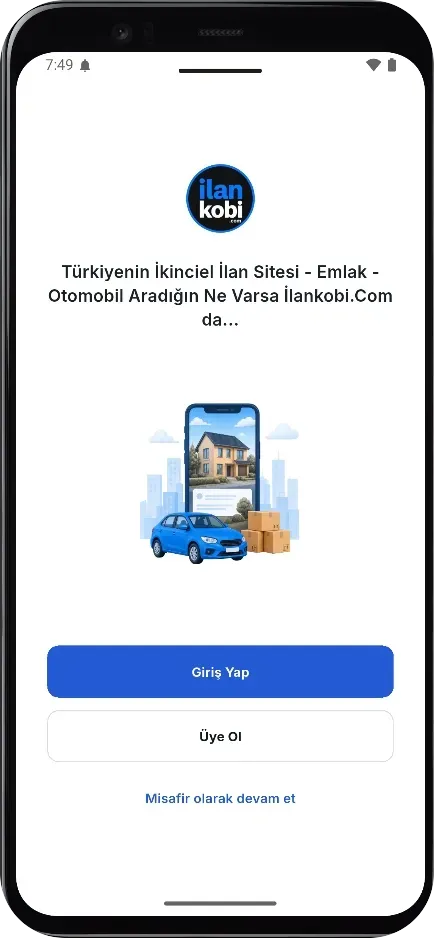 İlanKobi karşılama ve giriş ekranı