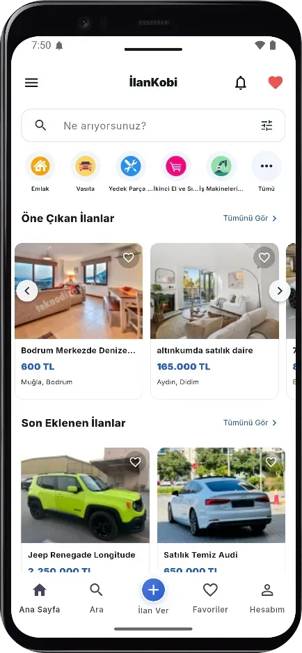 Modern tema ana sayfa ekranı