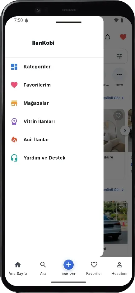 Uygulama yan menüsü
